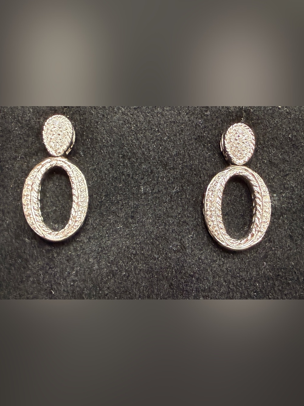 Charriol 18K White Gold Oval Drop Earrings with Pavé Diamond Accents